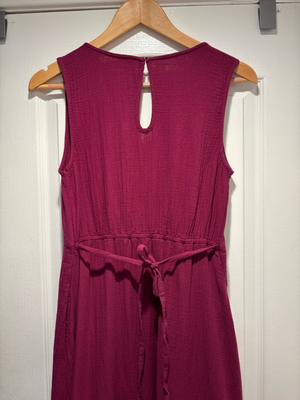 Pact Organic Cotton Sleeveless Magenta Keyhole Back Tiered Maxi Dress size XXS - Picture 5 of 11